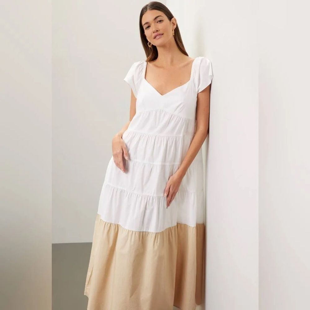 Donna‎ Morgan Colorblock Midi Tiered Trapeze Dress | Size 6